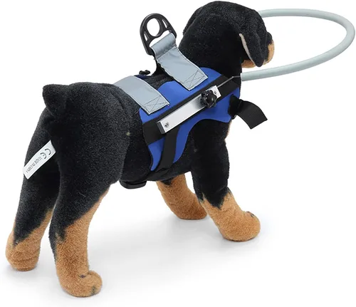 Vista 4 de Arnés de anillo mejorado para perros ciegos con anillo en D, dispositivo para perros ciegos, chaleco de anillo para mascotas ciegas azules, talla S