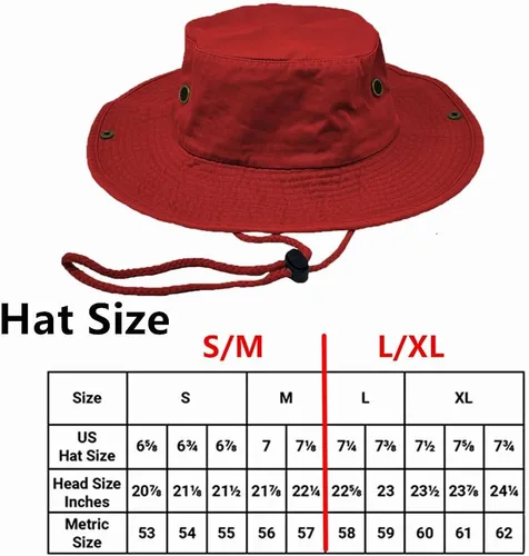 Vista 5 de Glory Max Sombrero de pescador de algodón lavado con correa de barbilla gorra de pesca Sun Safari Boonie Rojo