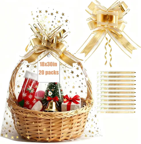 Vista 17 de 100 bolsas de regalo con estampado de estrellas de 3 x 5 pulgadas, bolsas de regalo de celofán, bolsas de regalo de celofán, bolsas de regalo