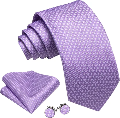 Vista 90 de Barry.Wang Corbatas de seda para hombre, diseño de lunares, gemelos cuadrados de bolsillo, gemelos para negocios, boda