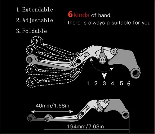 Vista 2 de Palanca de embrague de freno ajustable extensible para motocicleta Yamaha XT660R XT660 R 2014 2015 2016 2004-2017
