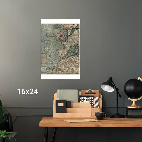 Vista 3 de Cresques Atlas catalán - Mapa del mundo - 1387 - Mapa antiguo - Placa 1 de 3 - 16 x 24 pulgadas
