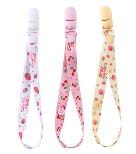 Vista 8 de CutiePlusU Paquete de 3 clips para chupete de gran tamaño, rosa, azul, blanco