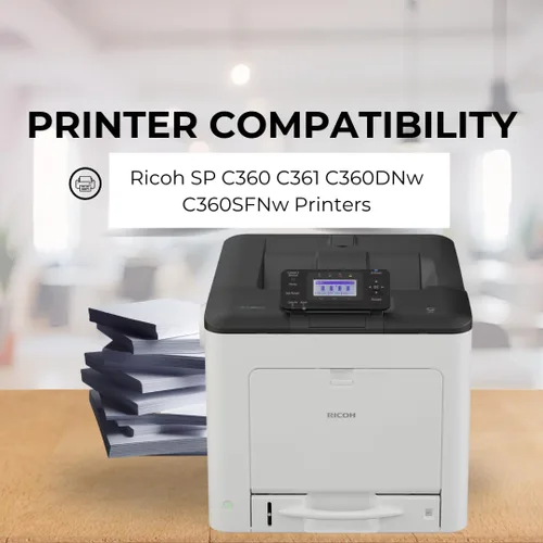 Vista 2 de Toner Pros Cartucho de tóner de repuesto, compatible con impresoras Ricoh SP C360 C361 C360DNw C360SFNw, paquete de 4