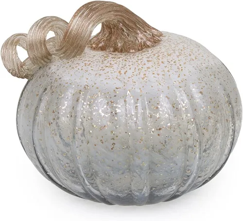 Vista 8 de Boston International Calabaza decorativa de vidrio de mesa, pequeña, moteada