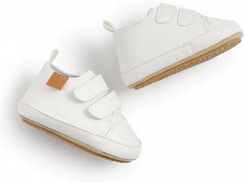 Vista 6 de QWZban Zapatos de bebé para niños y niñas zapatillas de deporte con suela de goma antideslizante para cuna de bebé zapatos de vestir para uniforme