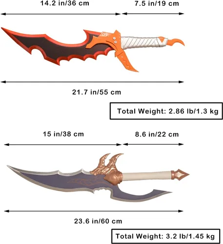 Vista 2 de Juego de dos piezas de espada de anime de metal Sung Jingwoo Knight Killer y colmillo de veneno de Kasaka para colección, cosplay