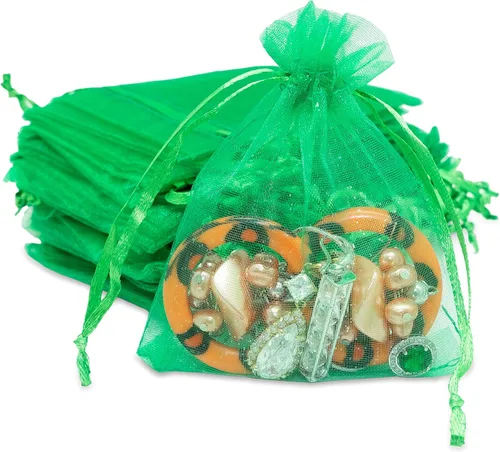 Vista 22 de TheDisplayGuys - Paquete de 48 bolsas de regalo de organza transparente negra de 2 x 2-3/4 pulgadas con cordón, bolsas de regalo para joyas, bolsas