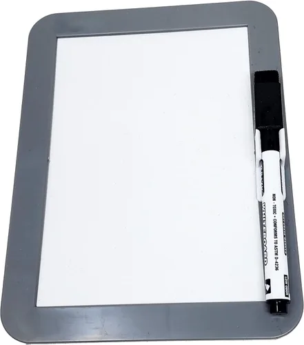 Vista 2 de Mini pizarra magnética seca con marcador de borrado (paquete de 4) 5 x 7 pulgadas, pequeña, blanca para casillero, refrigerador en casa u oficina
