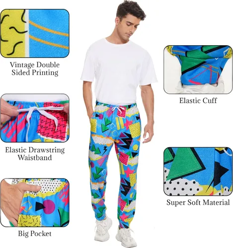 Vista 4 de Pantalones deportivos retro de los años 80 y 90 para hombres y mujeres, pantalones de entrenamiento vintage, pantalones deportivos, trajes