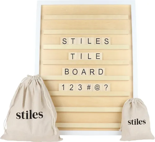 Vista 10 de Stiles 92 fichas de letras premium para tablero de fichas, solo letras, no incluye tablero de letras, alfabeto de crucigrama de madera Azul bebé