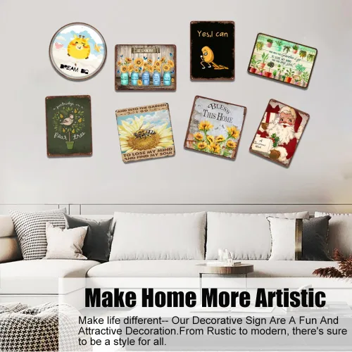 Vista 5 de Letrero de metal retro con texto en inglés «Vintage Art and Into The Garden I Go to Lose My Mind and Find My Soul» de estilo retro con texto