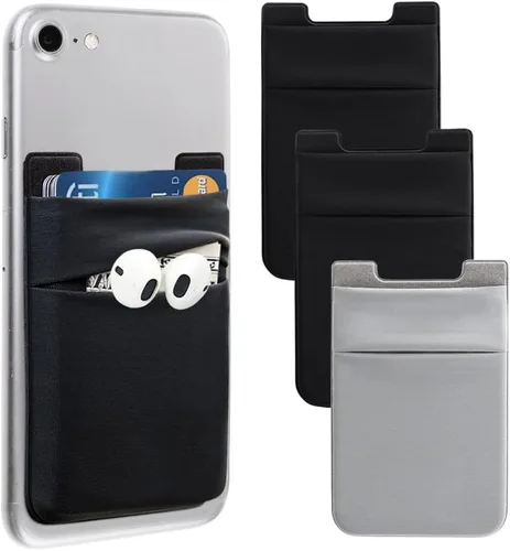 Vista 10 de Hoblaze Funda elástica para tarjetas de crédito, con bolsillo para tarjetas de crédito, funda adhesiva 3M, compatible con teléfonos inteligentes