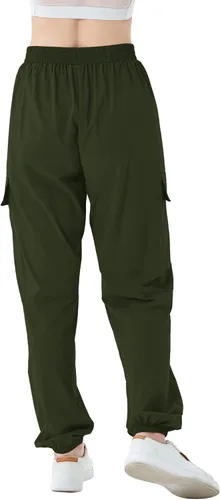 Vista 3 de SANGTREE Pantalones deportivos tipo cargo casuales impermeables para niñas y mujeres