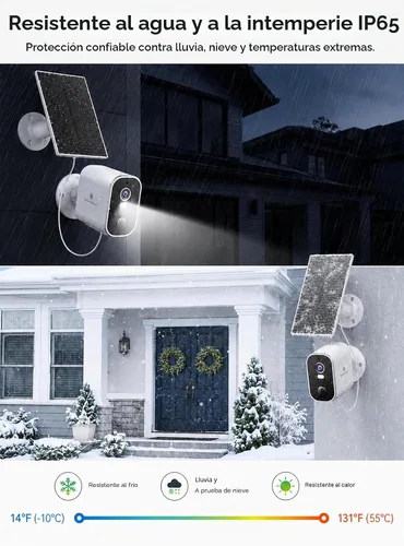 Vista 5 de SYMYNELEC Cámaras de seguridad solar 2K inalámbricas para exteriores Solo 2.4 GHz