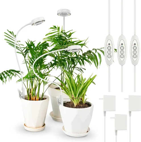 Vista 7 de SANSI Luz de cultivo para plantas de interior, lámpara LED de espectro completo con clip con atenuador de 4 niveles, temporizador