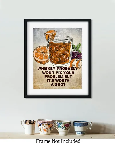 Vista 7 de Govivo Whiskey Probably Won't Fix Your Problems But It's Worth A Shot - Wall Decor Art Print - 11x14 unframed artwork printed on photograph paper