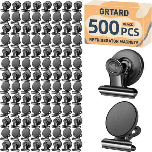 Vista 29 de Grtard Paquete de 6 clips magnéticos resistentes, clips magnéticos para refrigerador, imanes de refrigerador, clip magnético fuerte, imanes sin Negro