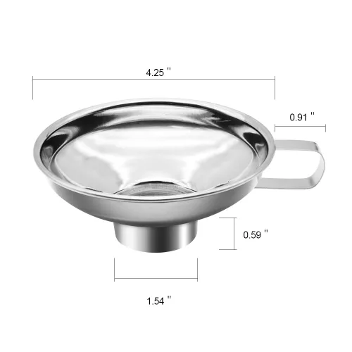 Vista 2 de Juego de embudo de conservas de acero inoxidable, paquete de 2 para tarros Mason anchos y regulares 5.5 Inch/4 Inch Mouth Funnels, Kitchen Funnel