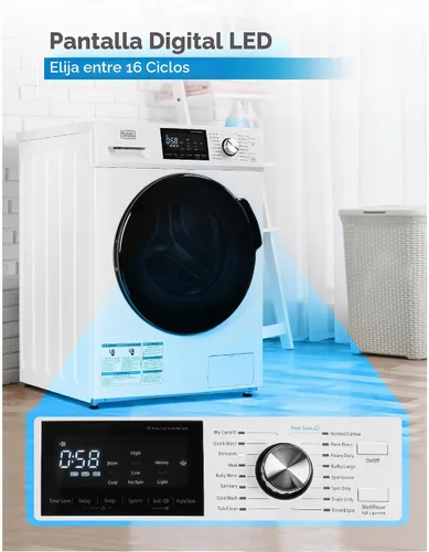 Vista 2 de BLACK+DECKER Lavadora de carga frontal, lavadora compacta de 2.7 pies cúbicos con pantalla LED y 16 ciclos