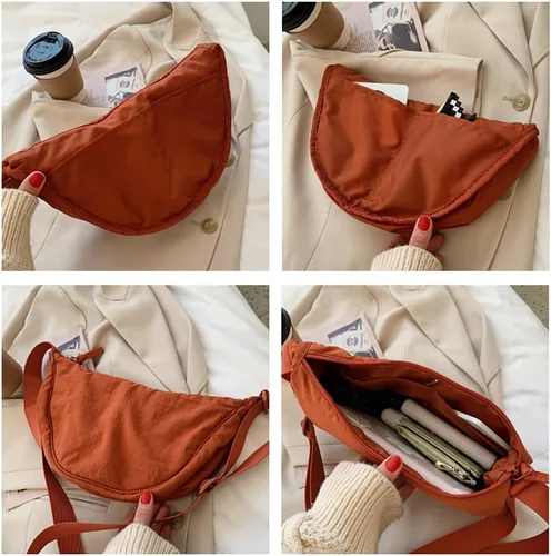 Vista 5 de EachEver Bolso cruzado casual de media luna para mujer con correa ajustable