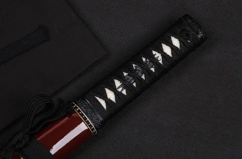 Vista 5 de Katana corta de espiga completa de acero al carbono Samurai japonés Tanto de acero al carbono