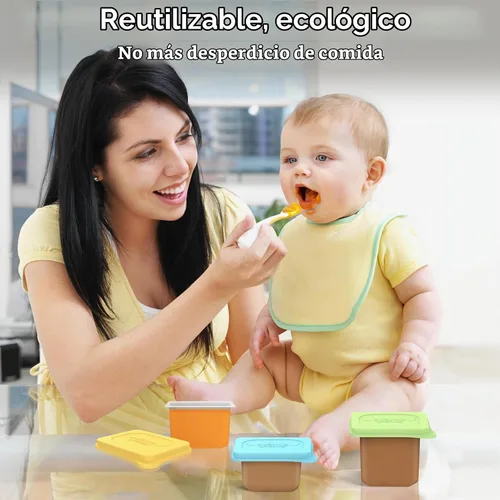 Vista 4 de Tapas de comida para bebés compatibles con contenedores de alimentos Gerber, tapas de silicona sin BPA para almacenamiento de alimentos para bebés