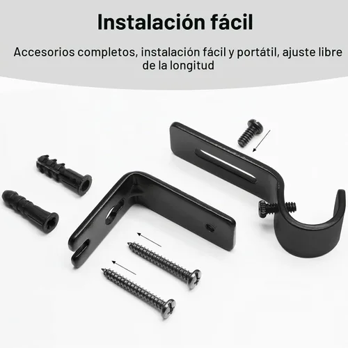Vista 6 de 4 soportes ajustables para barra de cortina, 5/8-3/4 pulgadas Negro