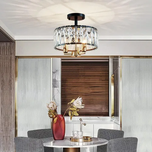 Vista 9 de AGV LIGHTING CL003BB K9 Lámpara de techo de cristal, modernas luces de techo semiempotradas, perfectas para sala de estar, dormitorio, comedor, 13