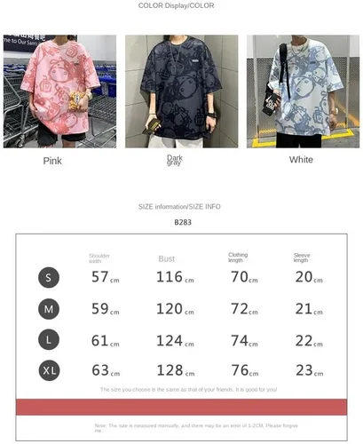 Vista 7 de CYee Mens Y2K Cartoon Print Oversized T-Shirt Summer Hip-hop Indie Sweatshirt Goth Harajuku Indie Streetwear