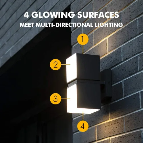 Vista 6 de LUTEC Luz de pared LED de 1100/2000LM 3000K al aire libre, impermeable exterior moderna luz de porche para patio, jardín, patio