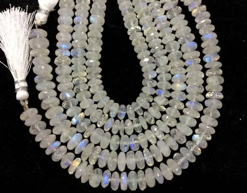 Vista 3 de AAA+ - Cuentas de manualidades con facetas de piedra lunar con efecto arcoíris blanco, 0.157-0.197 in, redondas, 8 piezas