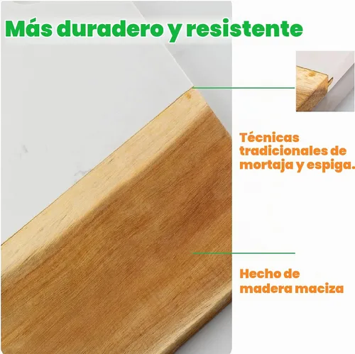 Vista 7 de Resafy Tabla de cortar de madera de acacia, tabla de cortar con bloque de carnicero, para tallar queso, para servir, adecuada para cocina