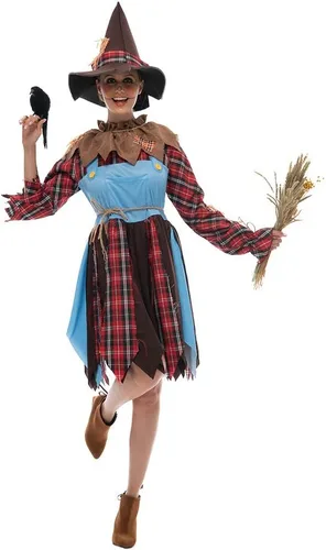 Vista 8 de FantastCostumes Disfraz de espantapájaros para mujer, disfraz de Halloween lindo y divertido para cosplay