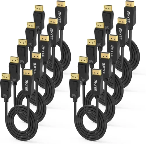 Vista 8 de Cable DisplayPort de 1 pie, paquete de 10 unidades, puerto de pantalla corta (DP) a cable DP de 1 pie [1440P @144 Hz, V1.2 ]