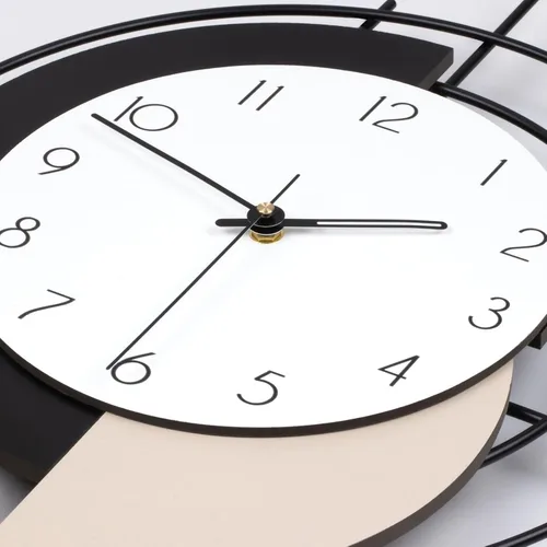 Vista 5 de Reloj de pared grande para decoración de sala de estar, reloj de pared decorativo moderno en negro con péndulo, de madera, funciona con pilas, sin