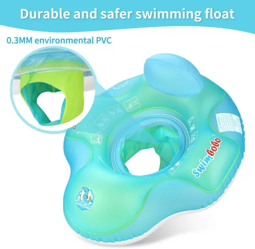Vista 3 de Flotador inflable de piscina para bebé, asiento de piscina para niños de 2 a 4 años (azul, grande)