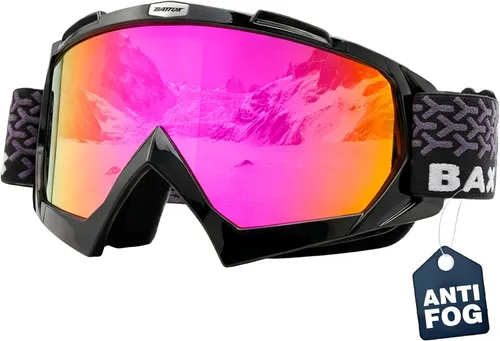 Vista 10 de Gafas de esquí antivaho OTG para adultos y niños, gafas de snowboard con 100% protección UV y ajuste antideslizante para esquí