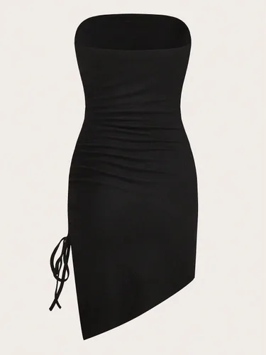 Vista 2 de Verdusa Vestido tubo asimétrico sin espalda con cordón para mujer