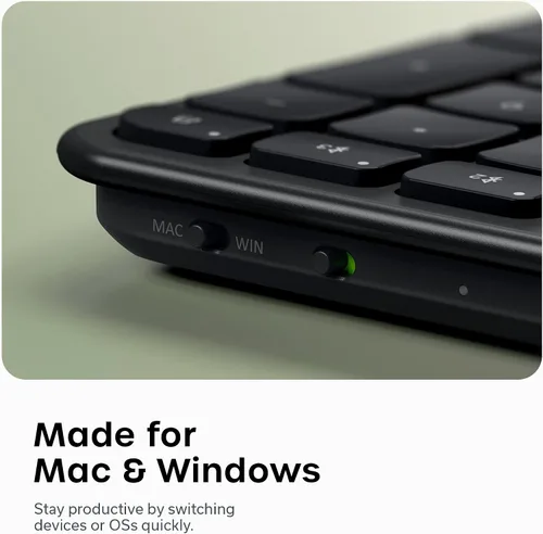 Vista 8 de Satechi Slim EX3 Teclado inalámbrico, Bluetooth y 2.4 GHz, negro espacial Full-size with numpad, instant OS key remap, rechargeable battery, for