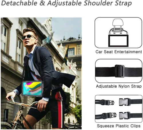 Vista 5 de BRAECN Funda para Samsung Galaxy Tab S5e de 10.5 pulgadas 2019, resistente a prueba de golpes con soporte giratorio 360/correa de mano y correa