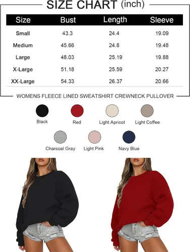 Vista 5 de LOMON Sudadera de cuello redondo para mujer, casual, de gran tamaño, sudadera con capucha de manga larga de forro polar