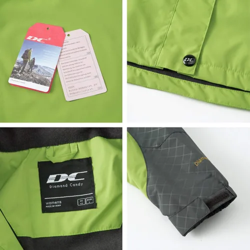 Vista 6 de Chaqueta de lluvia Diamond Candy para mujer, con diseño para senderismo, impermeable y ligera, con capucha