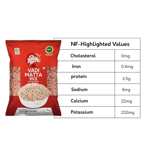 Vista 2 de Arroz rojo Matta de grano largo Kerala Vadi Matta Arroz Caballo doble 4.4 lbs