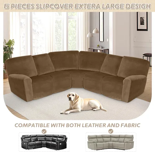 Vista 48 de Arfntevss Fundas de sofá seccional reclinable de terciopelo, Funda de sofá seccional de esquina para sofá reclinable, Funda elástica suave