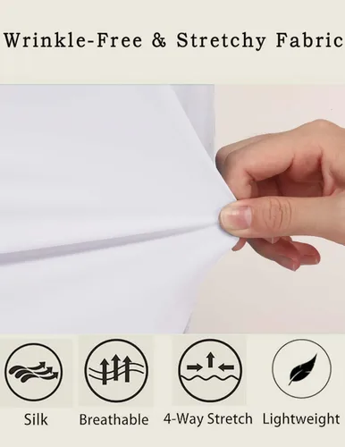 Vista 5 de HOTOUCH Camisas con botones para mujer, de manga larga, elásticas, sin arrugas, blusas de trabajo, ajustadas, para la oficina