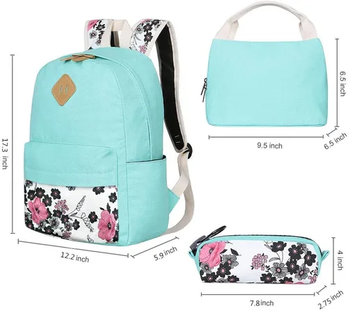 Vista 4 de Bluboon - Mochilas de lona 3 en 1 para niñas y adolescentes, juego de mochilas