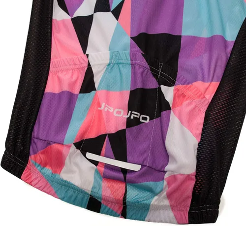 Vista 145 de Camiseta de ciclismo para mujer, manga corta y pantalones cortos de ciclismo acolchados para verano