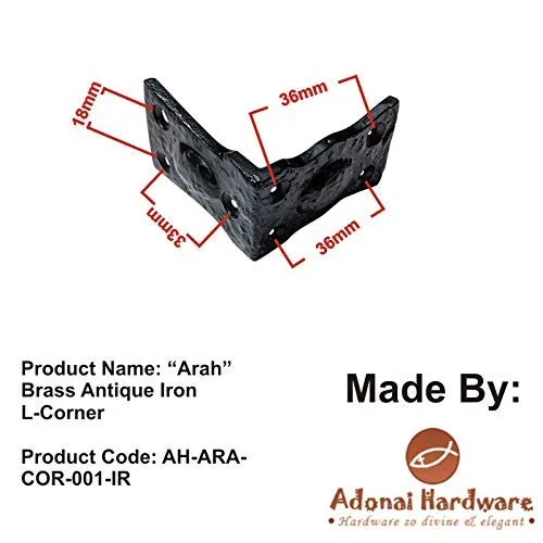 Vista 9 de Adonai Hardware "Arah" - Esquina en L de hierro antiguo negro (suministrado como 16 piezas por paquete) - Recubrimiento de polvo negro