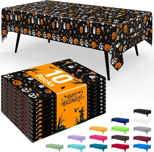 Vista 89 de Smiry - Juego de 6 manteles desechables, 54 x 78 pulgadas, manteles impermeables rectangulares para fiestas, cubierta de mesa de plástico